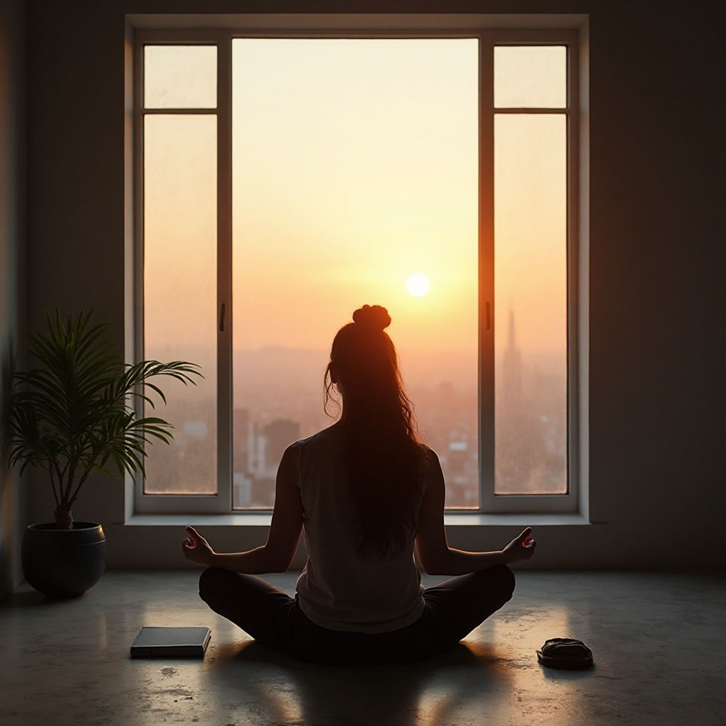 Person engaged in morning meditation routine